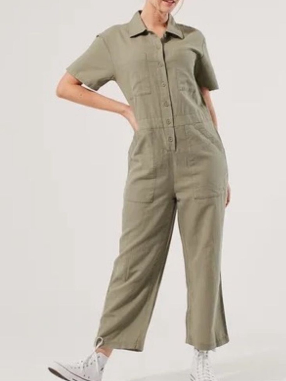PACT Organic Cotton Hemp Blend Short Sleeve Jumpsuit. Size Small